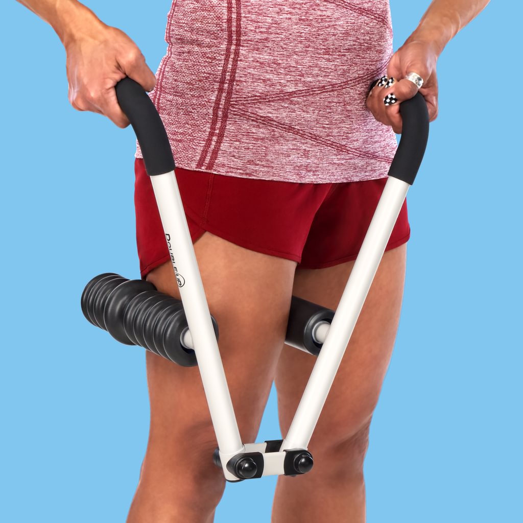 White DoubleUP Roller with Ribbed Roller on Thigh