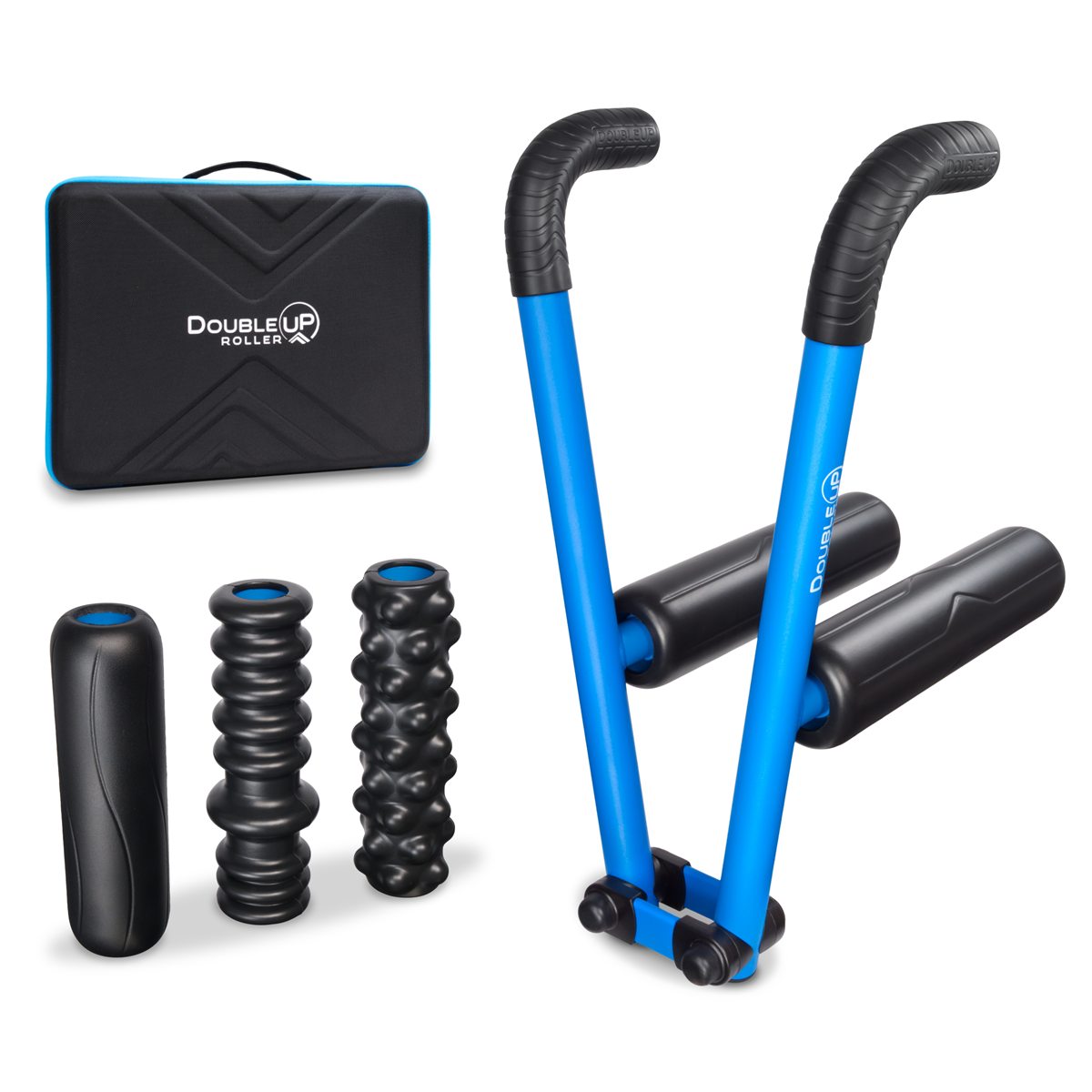 DoubleUP Roller D5 Performance Kit showing three special roller accessories and the case.