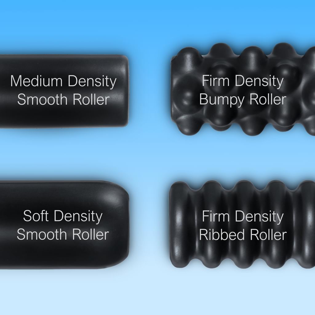Closeup of DoubleUP Roller Styles: Medium, Soft, Bumpy, Ribbed.