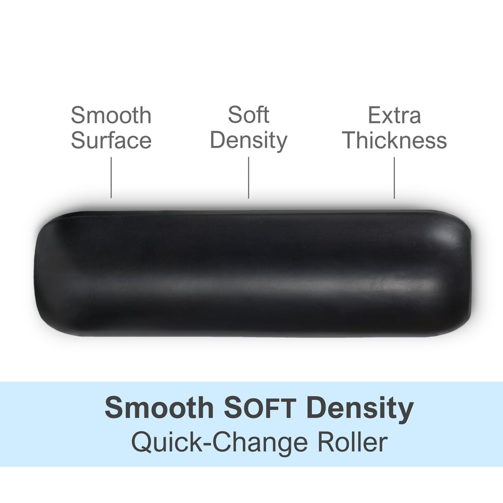 Soft quick-change roller. Smooth, soft-density, with extra thickness.