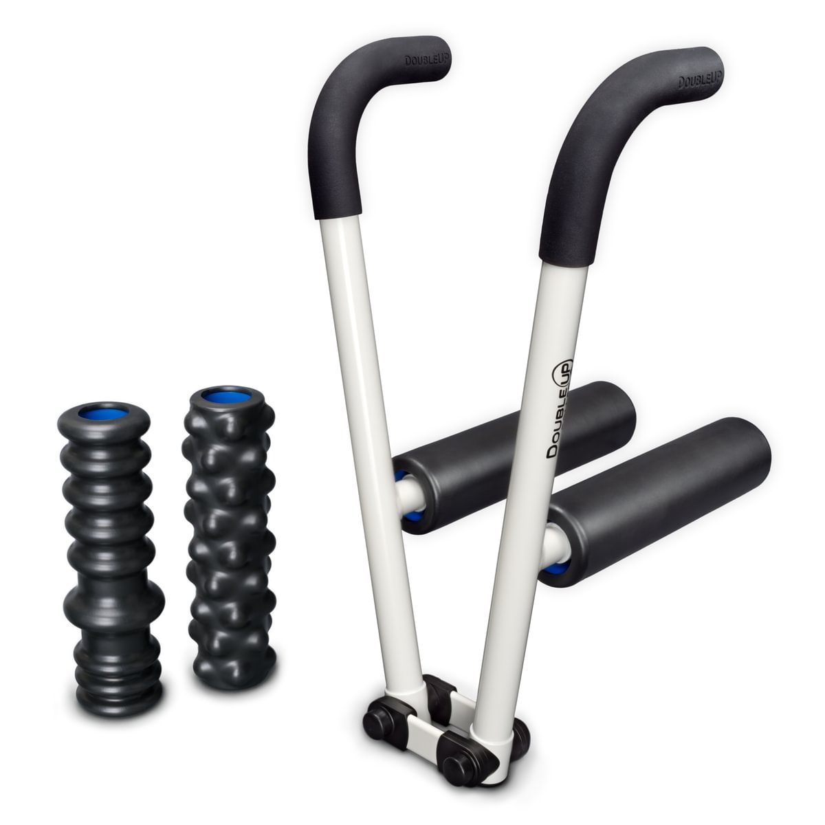 DoubleUp Roller Therapy Kit - White - Muscle Massager with Lever-Action Pressure Control and Quick-Change Rollers